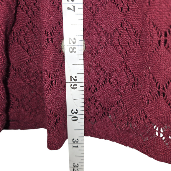 Free People Womens XS Lace Mini Dress Tibetian Red Floral Cut Out Knit Skater - Picture 9 of 15